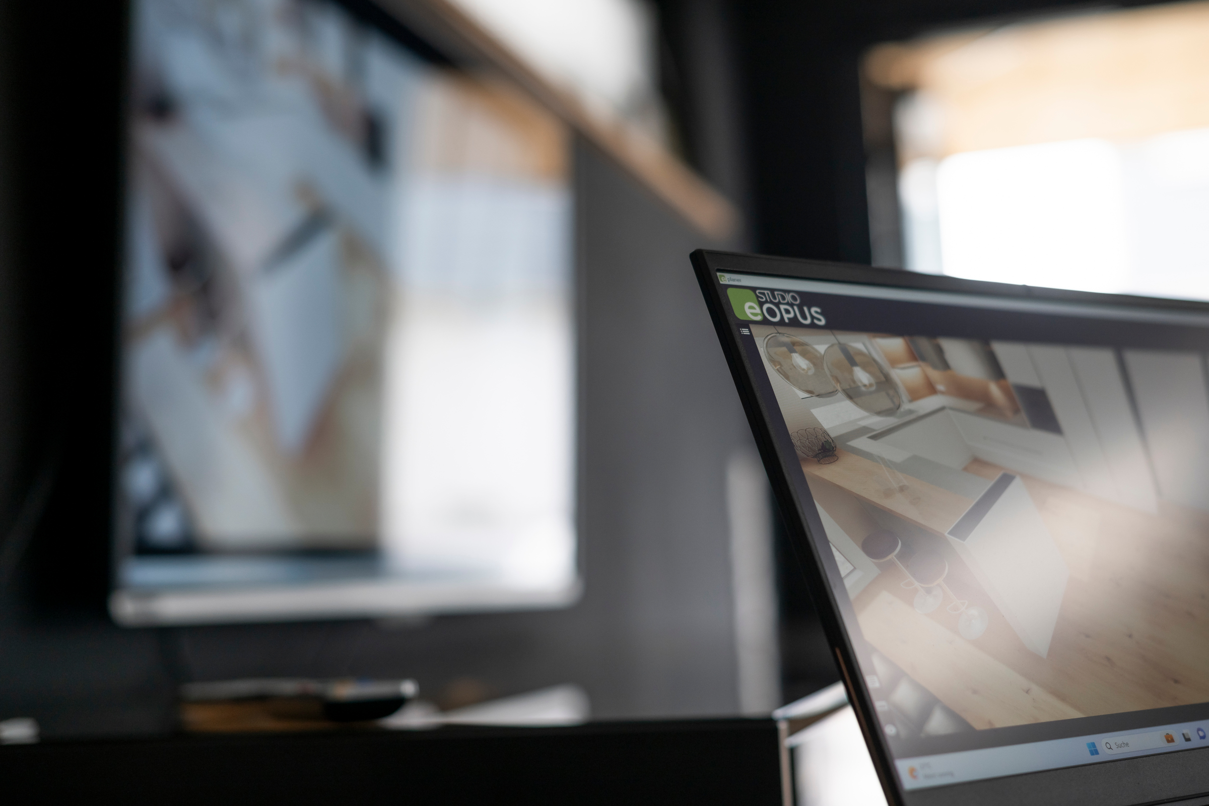 Detailansicht Laptopbildschirm Küchenplanungssituation